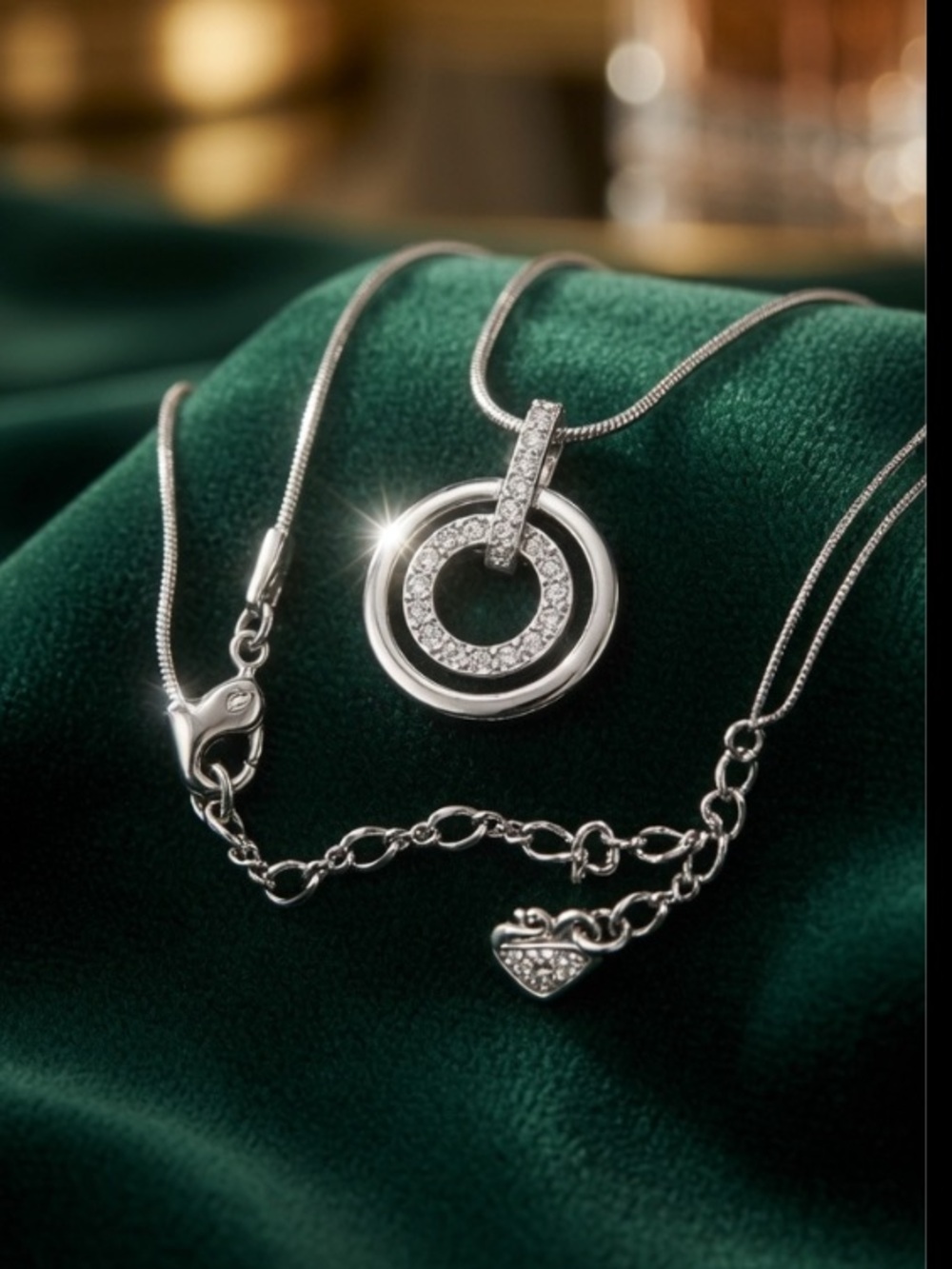 Swarovski Crystal Infinity
Circle, Rhodium Plated Necklace 18"